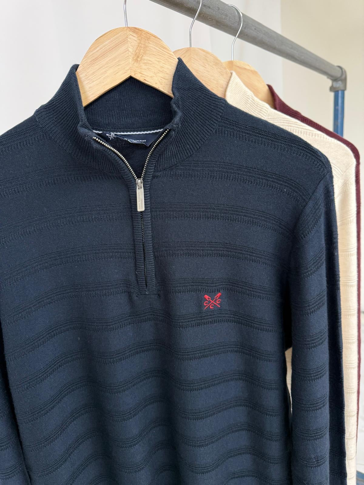 Ex 'Crew Clothing' Cashmere&Silk Mix Half Zip Sweater-3 Colours.