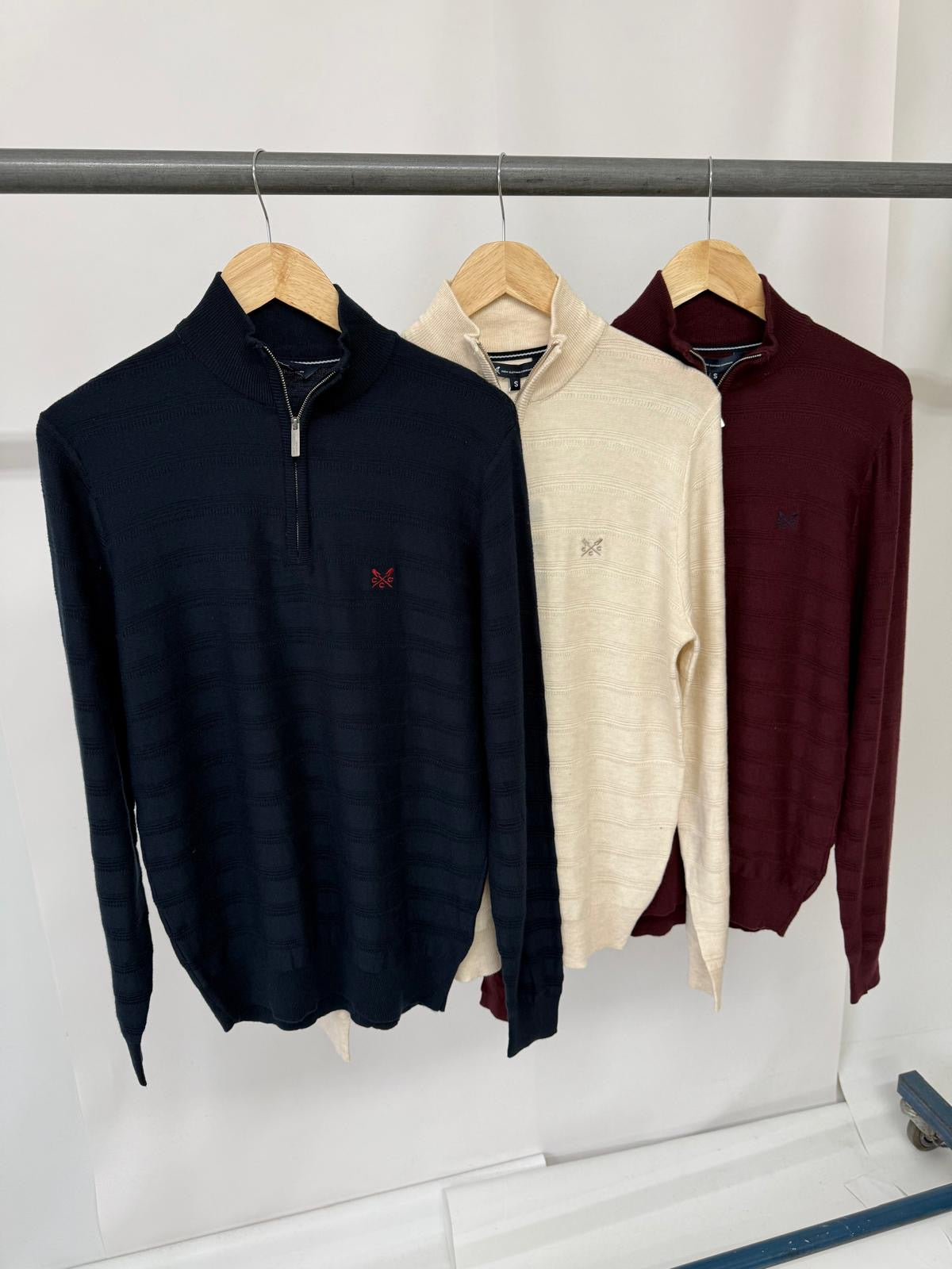 Ex 'Crew Clothing' Cashmere&Silk Mix Half Zip Sweater-3 Colours.