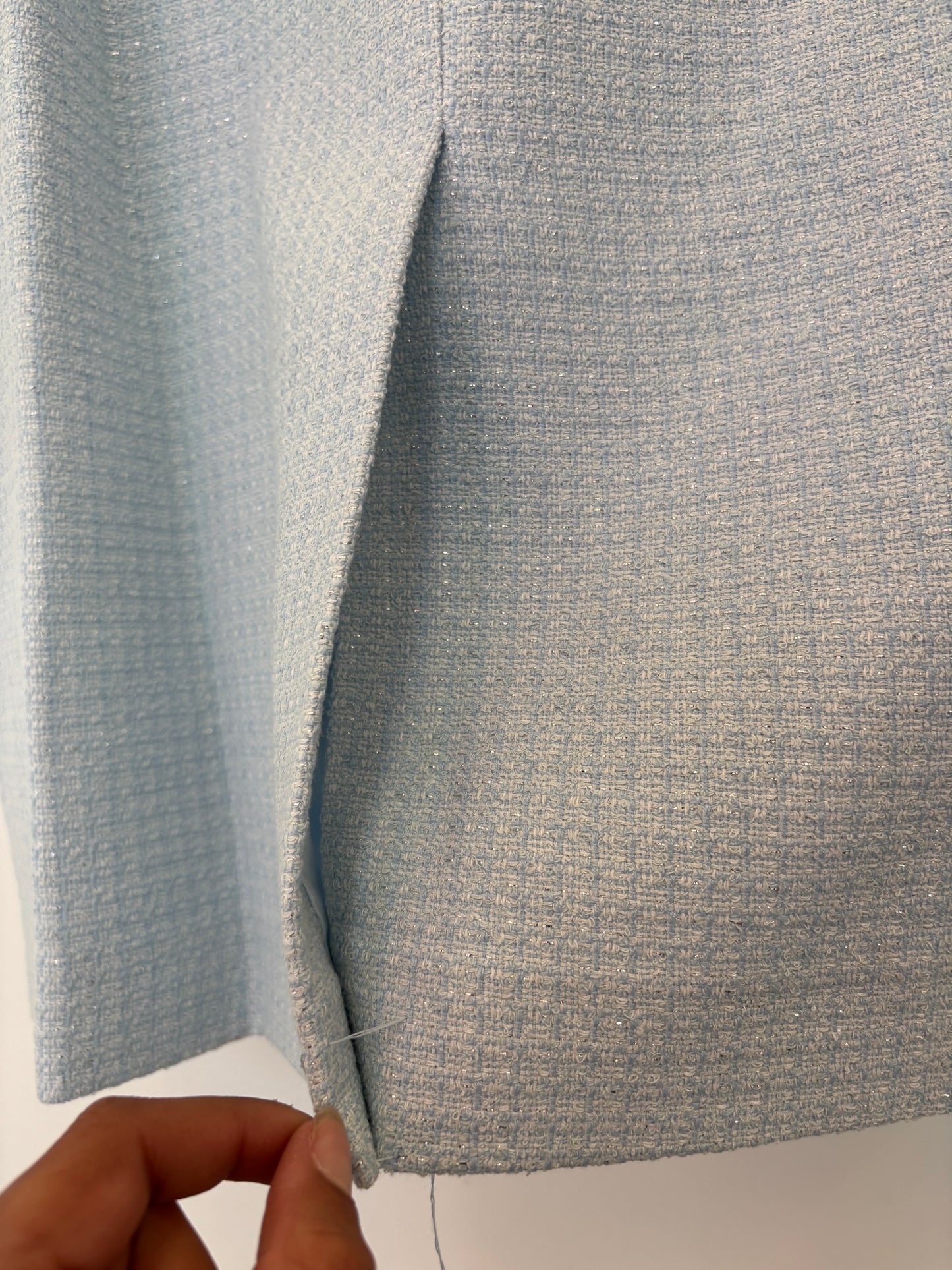 Ex Hobbs Emmaline Tweed Pale Blue Dress