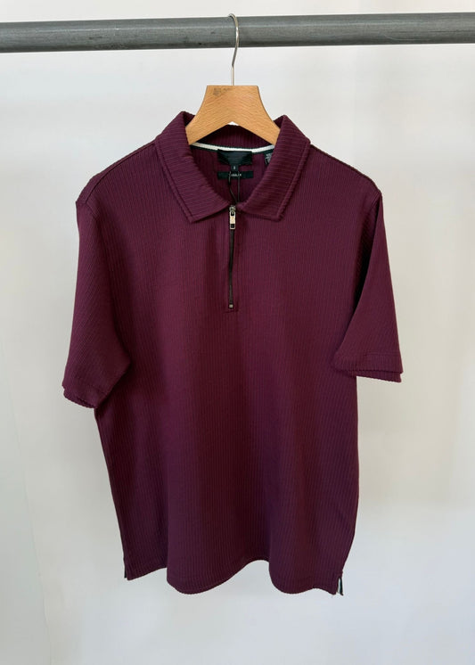 ‘Secret Sample’ Regular Fit Textured Zip T-Shirt.