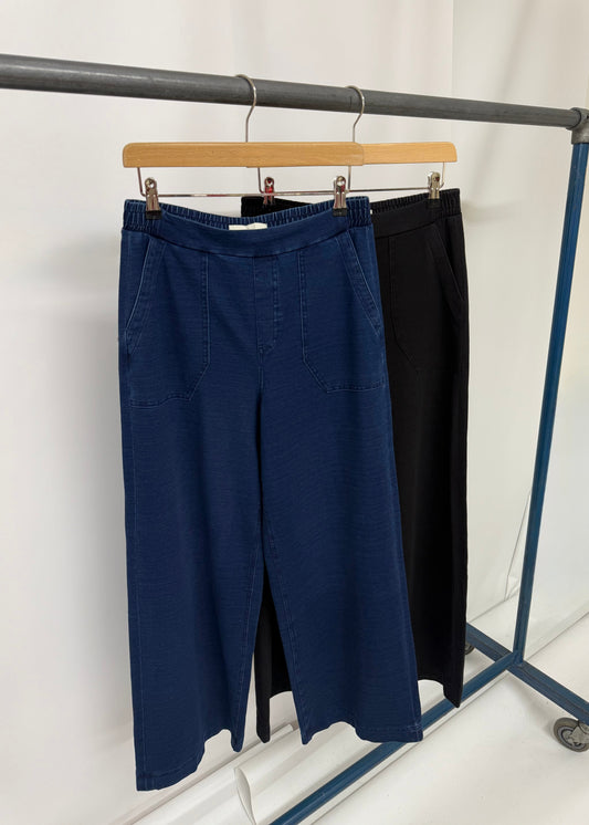 Ex MS Wide Leg Denim Style Trousers