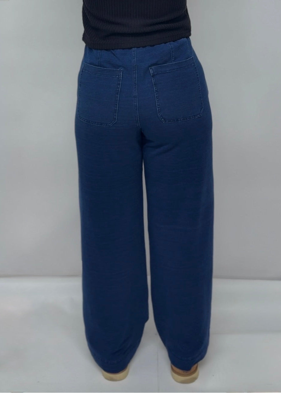 Ex MS Wide Leg Denim Style Trousers