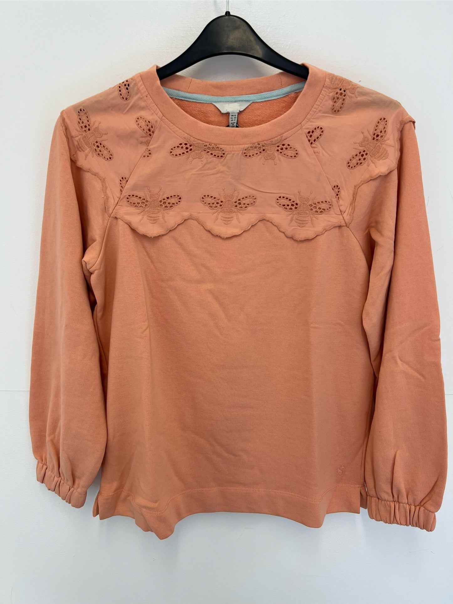 Ex Joules Brinley Bee Embroidery Sweatshirt Womens Size 10 12