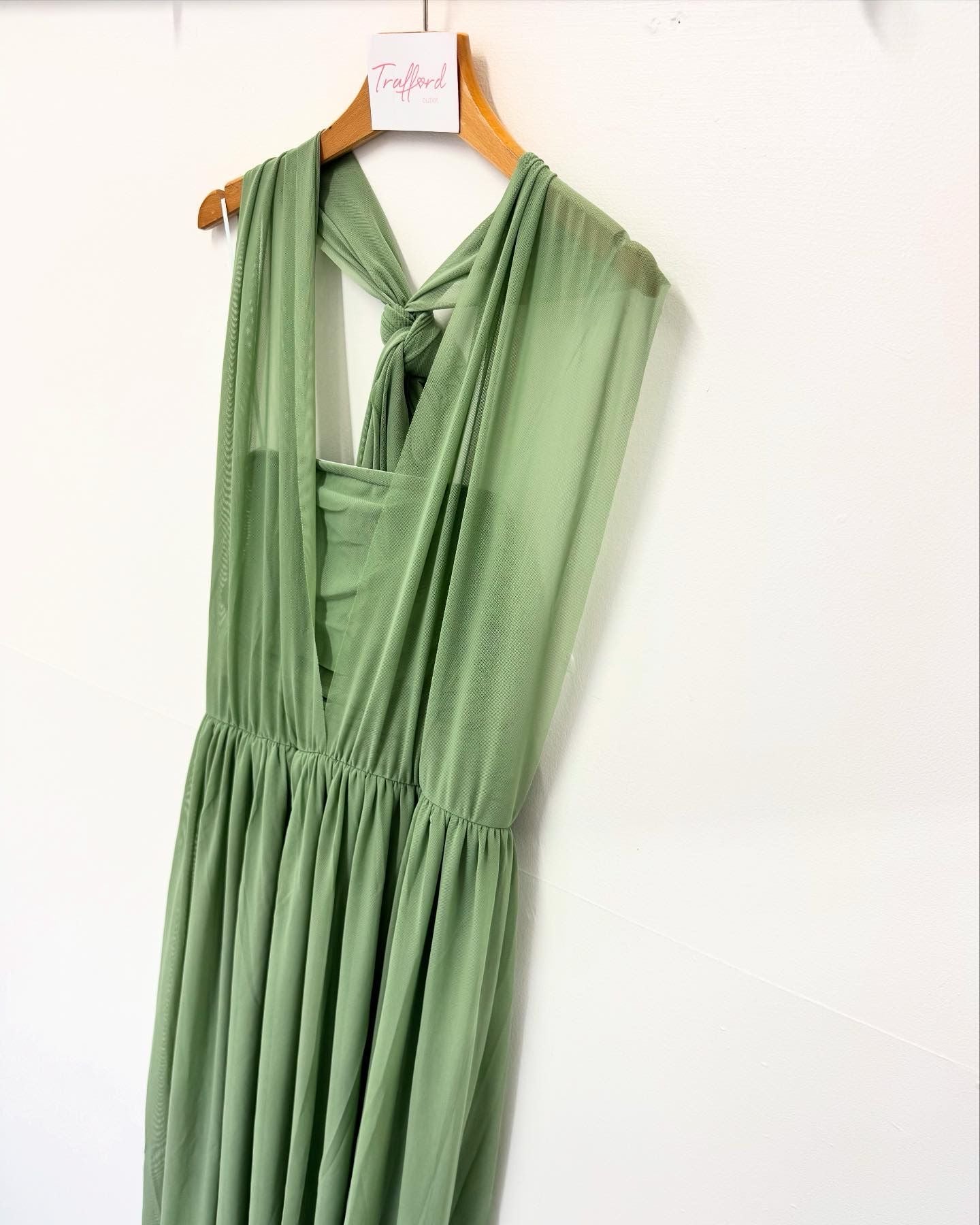 Sage Green Bridesmaids Multi Way Mesh Dress