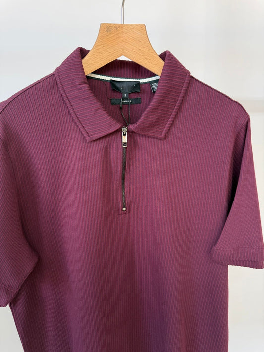 ‘Secret Sample’ Regular Fit Textured Zip T-Shirt.