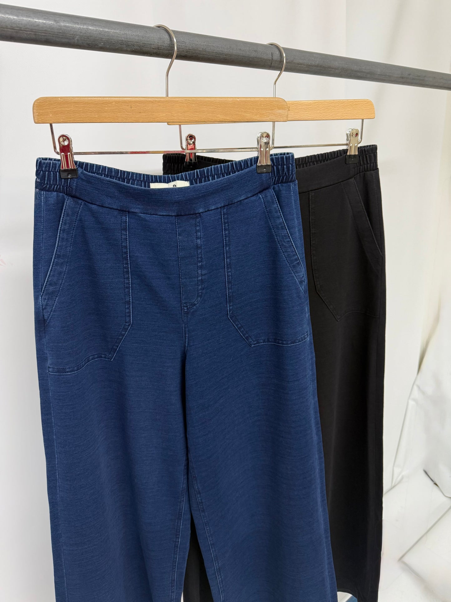 Ex MS Wide Leg Denim Style Trousers