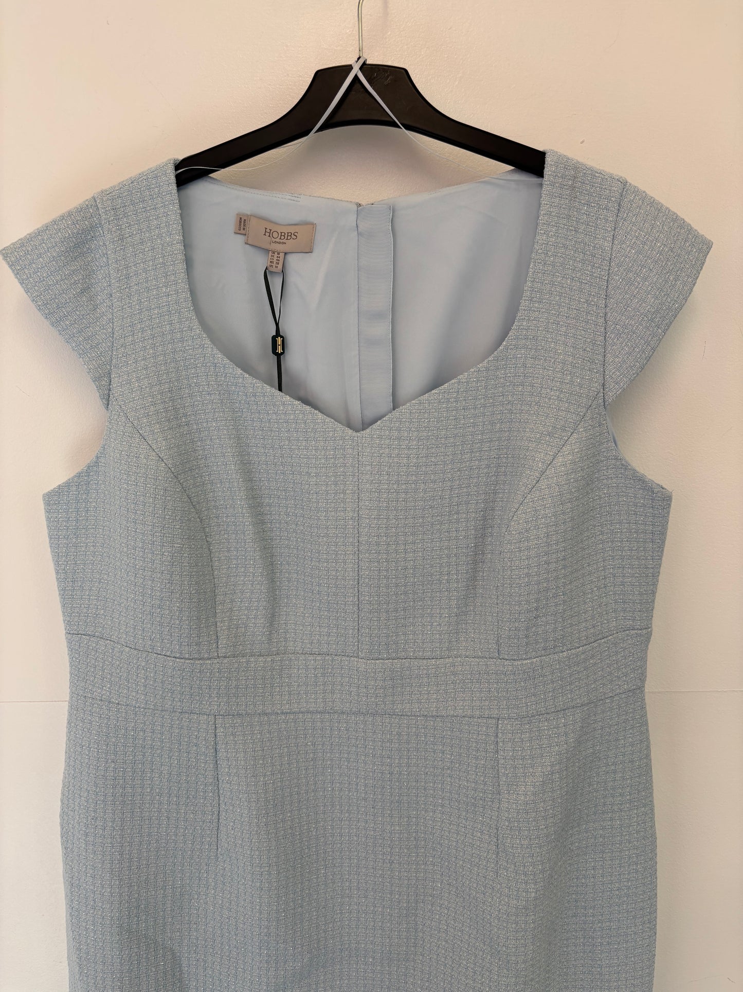 Ex Hobbs Emmaline Tweed Pale Blue Dress