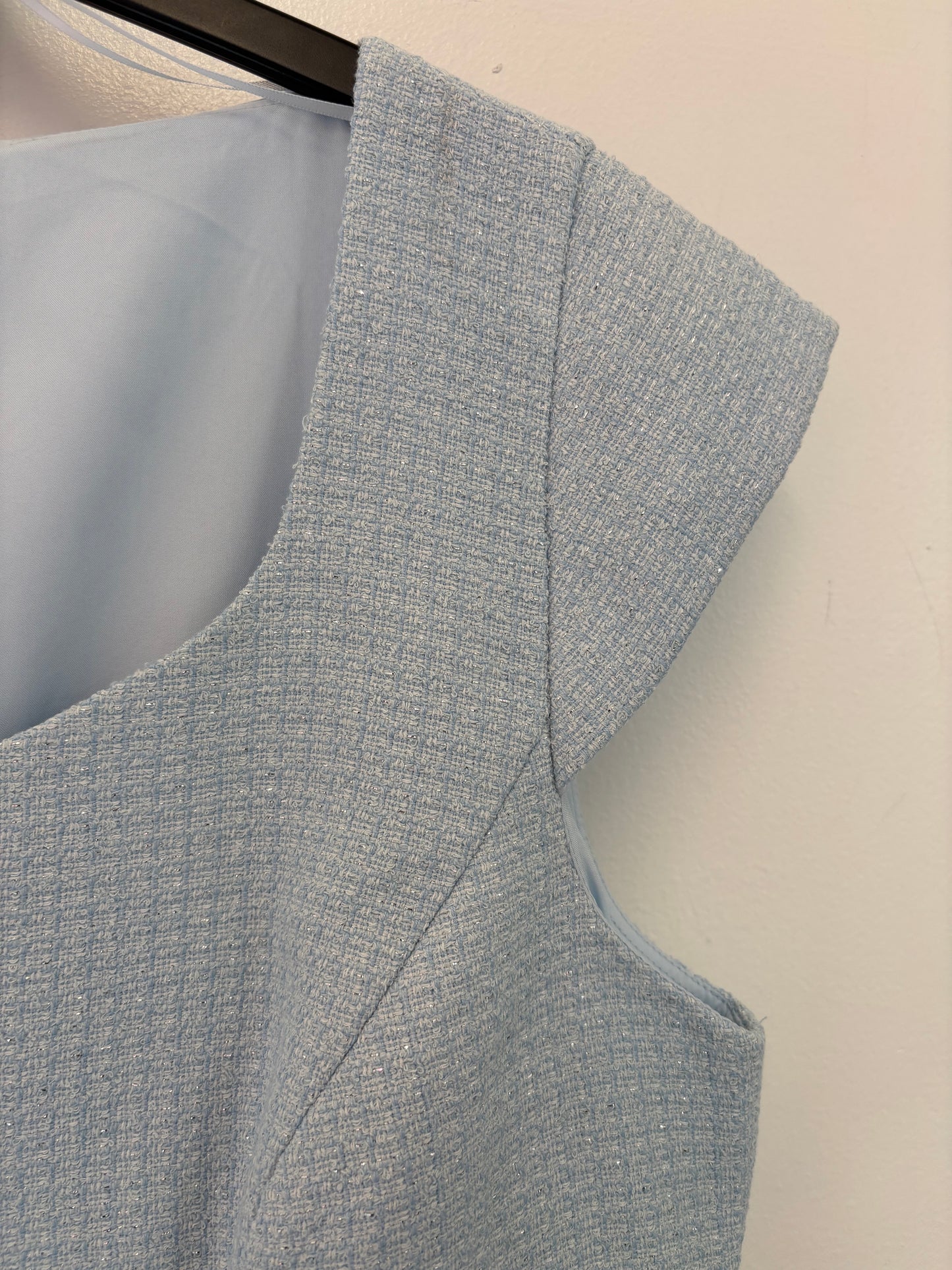 Ex Hobbs Emmaline Tweed Pale Blue Dress