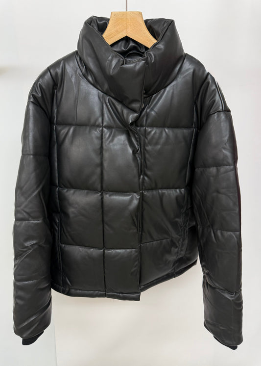 Ex Missguided PU Padded Coat