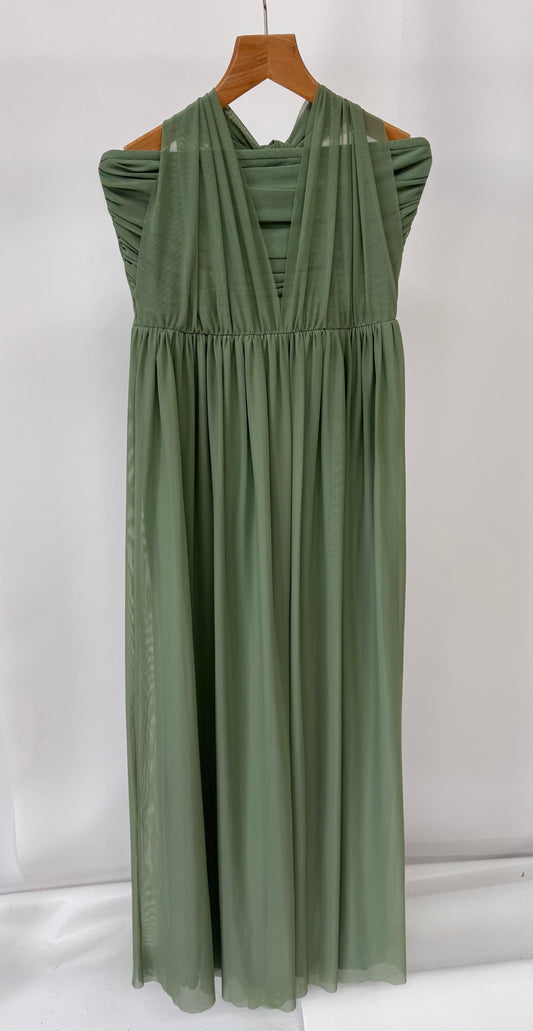 Sage Green Bridesmaids Multi Way Mesh Dress