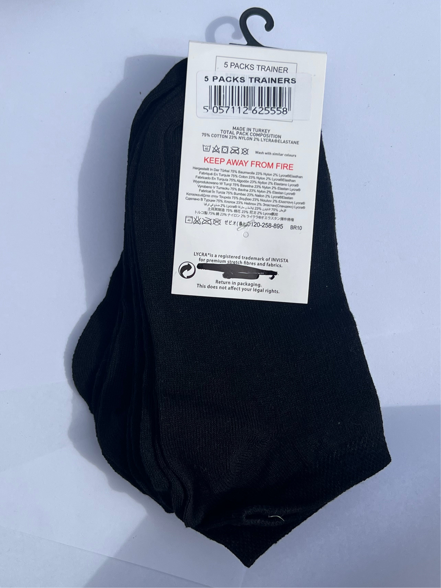 5 PCK Cotton Trainer Socks