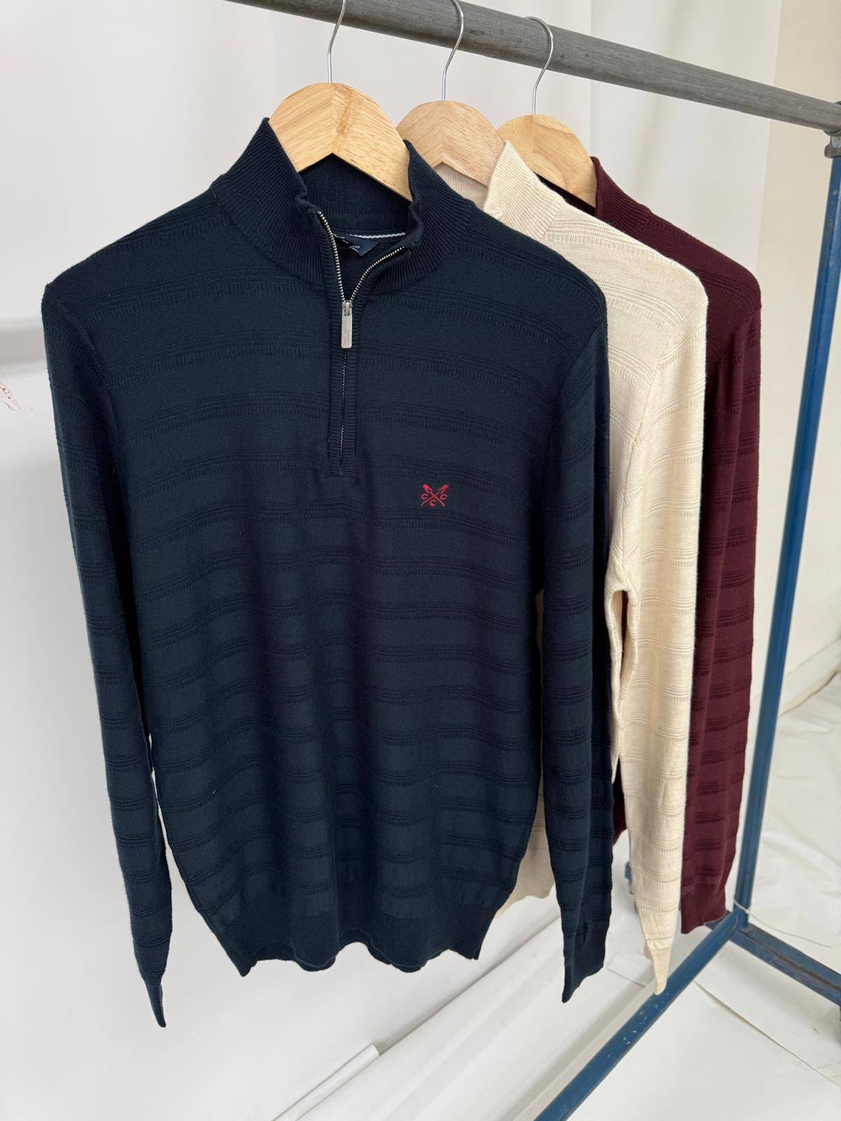 Ex 'Crew Clothing' Cashmere&Silk Mix Half Zip Sweater-3 Colours.
