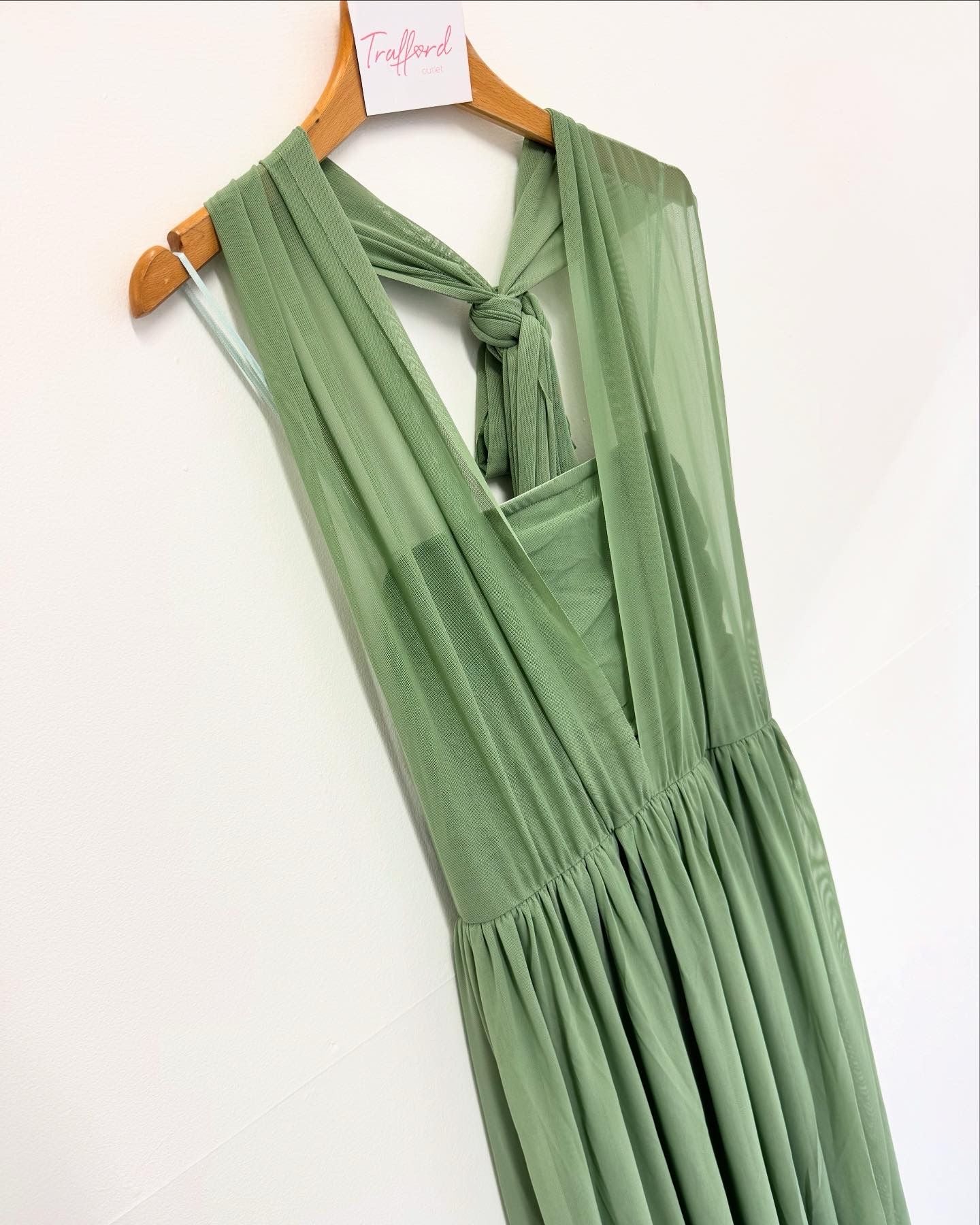 Sage Green Bridesmaids Multi Way Mesh Dress