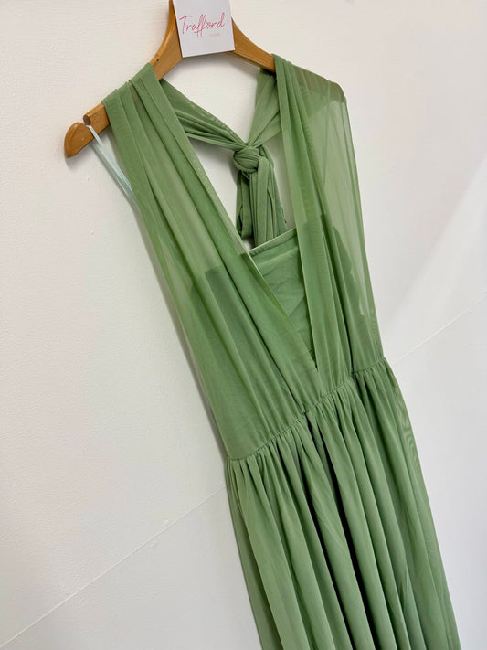 Sage Green Bridesmaids Multi Way Mesh Dress