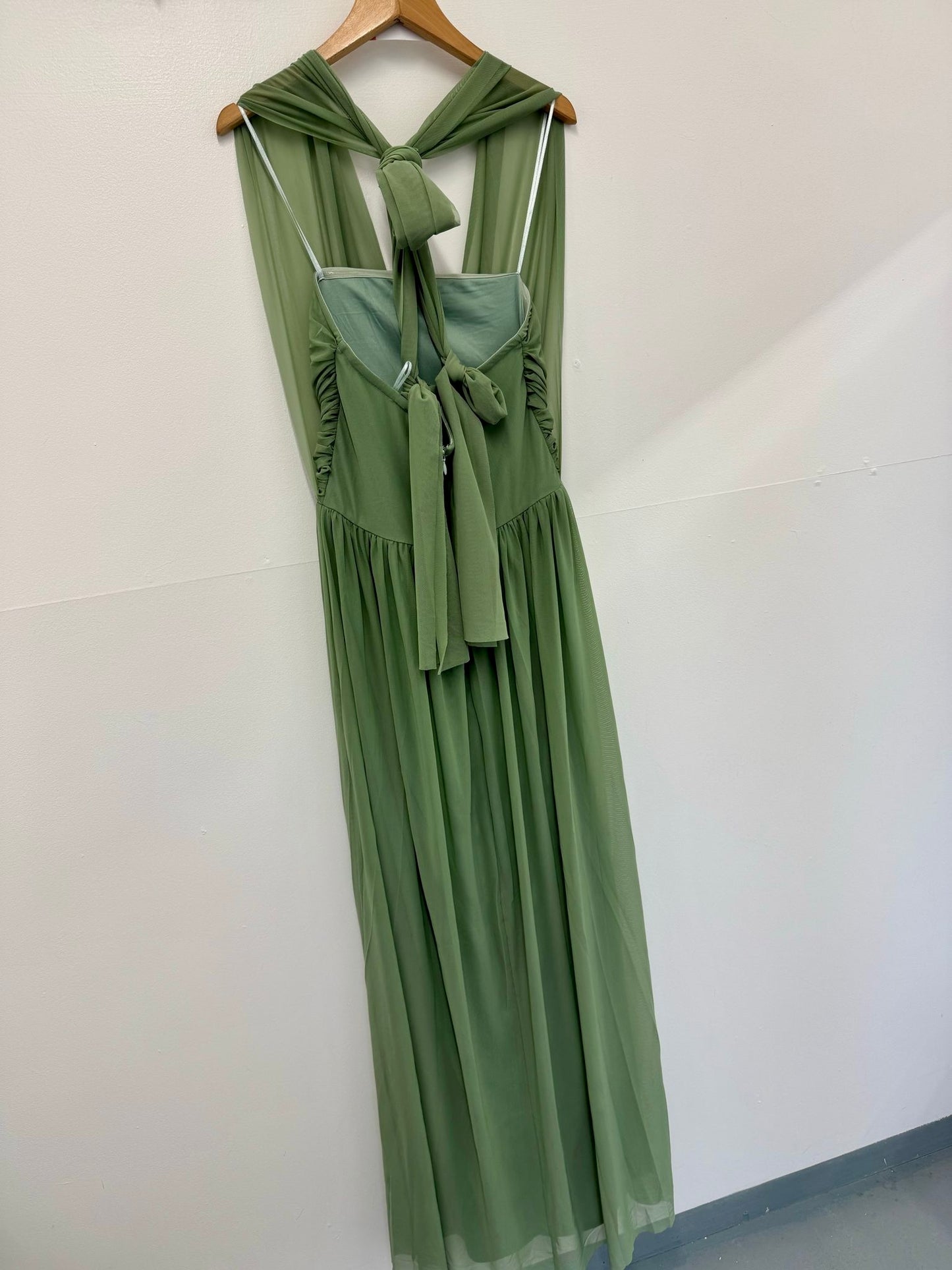 Sage Green Bridesmaids Multi Way Mesh Dress