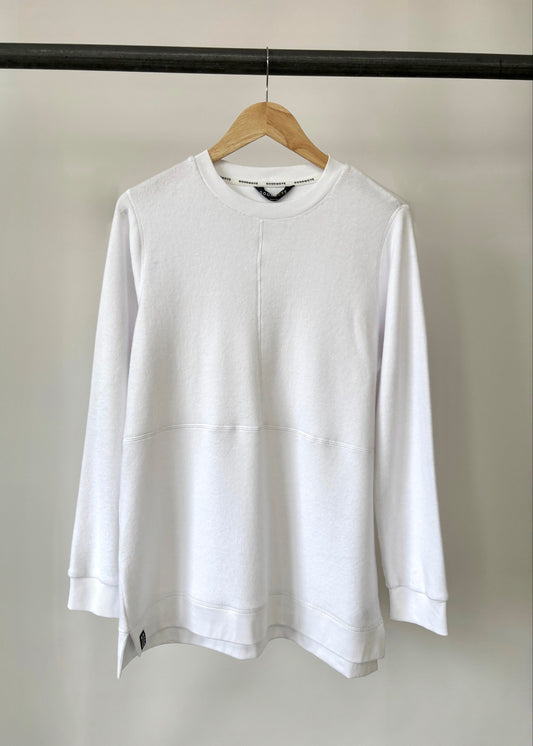 Ex 'M&S GoodMove' White Fleece Longline Sweatshirt