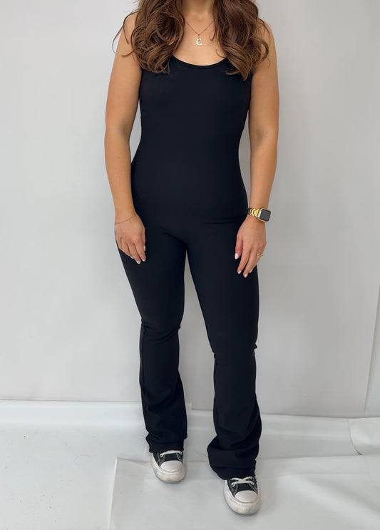 Ex ‘Reasn’ Sculpt Built in Bra Flare Leg Unitards- Black/ Espresso