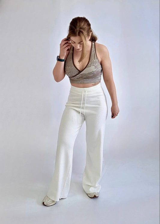 RSN Creme Knitted Wide Leg Trousers