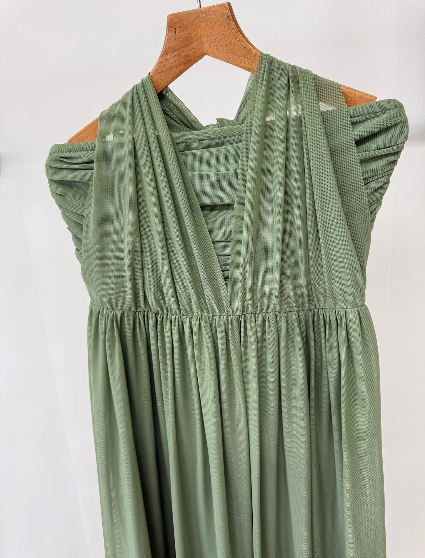 Sage Green Bridesmaids Multi Way Mesh Dress