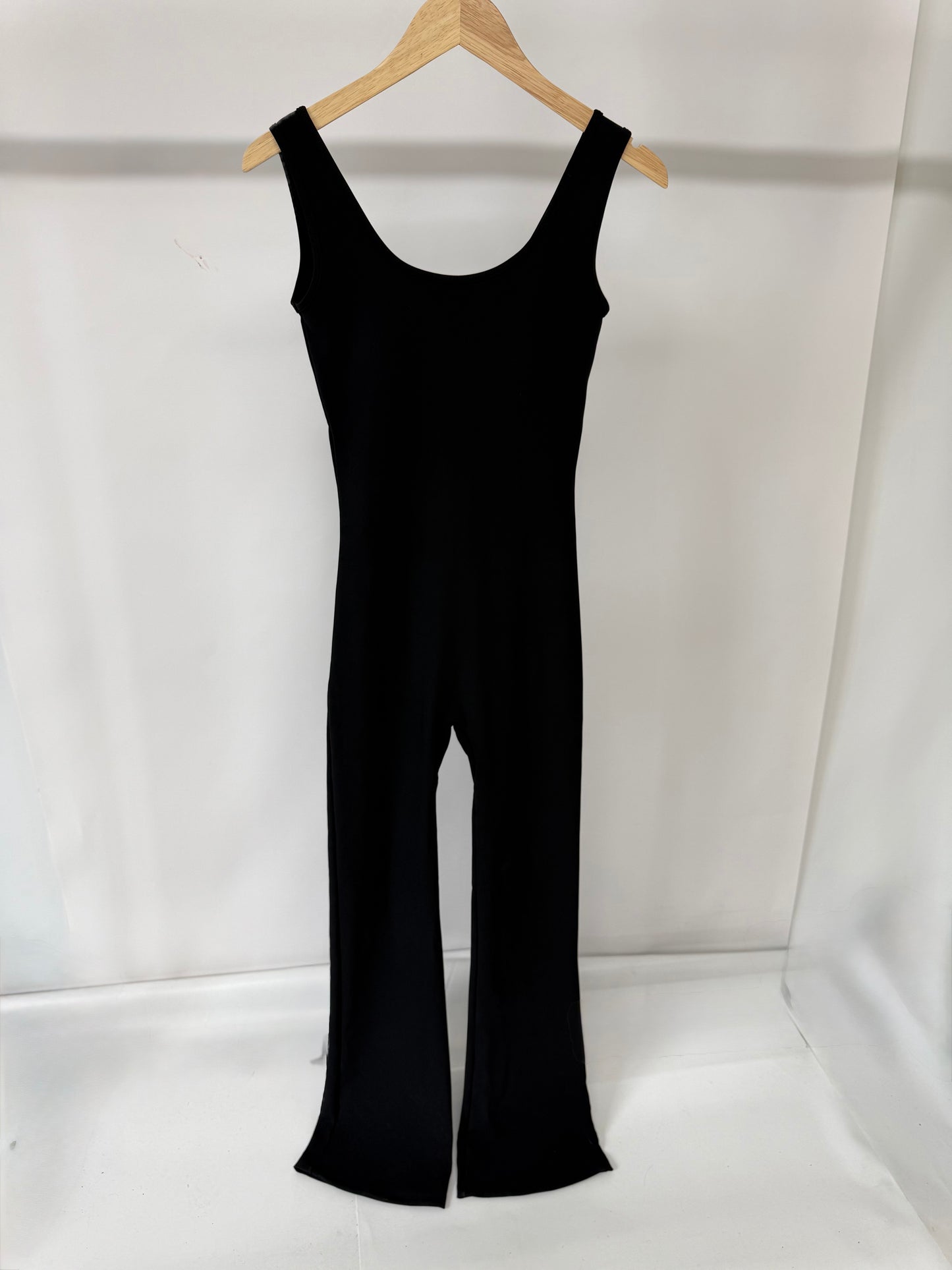 RSN Sculpt Built in Bra Flare Leg Unitards- Black/ Espresso