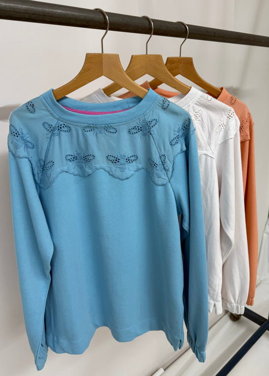 Ex Joules Brinley Bee Embroidery Sweatshirt Womens