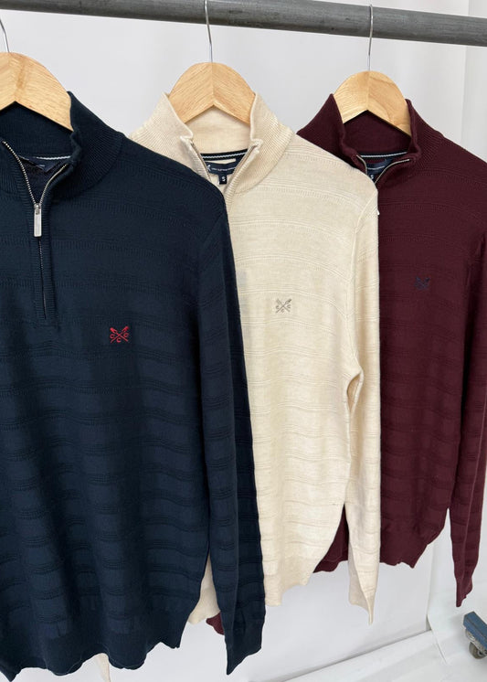 Ex 'Crew Clothing' Cashmere&Silk Mix Half Zip Sweater-3 Colours.