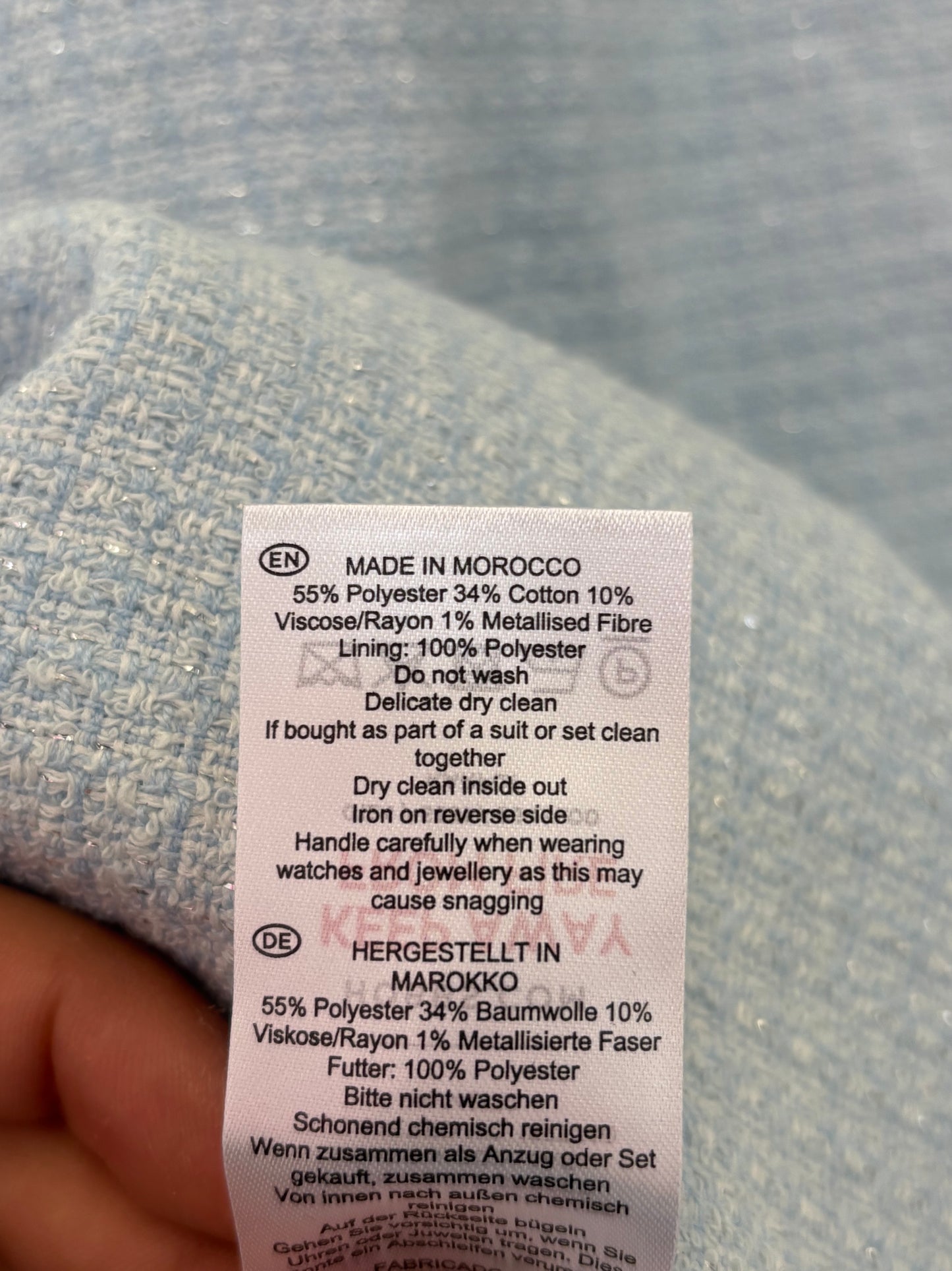 Ex Hobbs Emmaline Tweed Pale Blue Dress